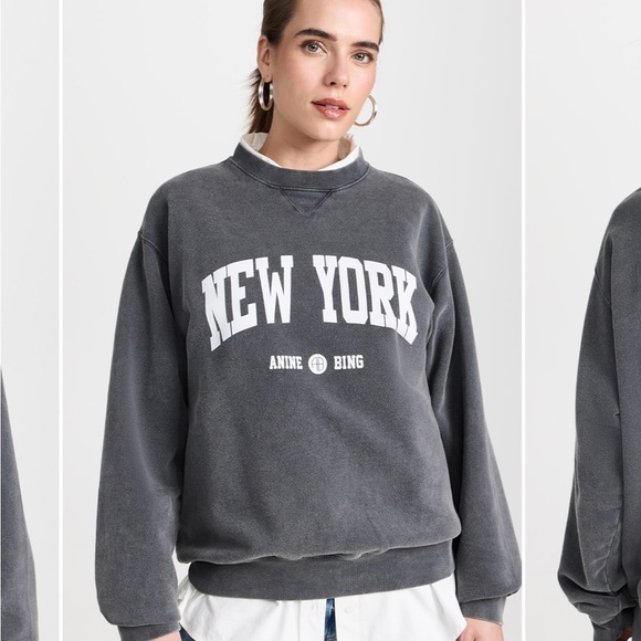 Anine Bing Ramona Sweatshirt University New York Washed Black